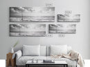 Beach Fishing, Ocean Waves, Rod and Reel, Framed Canvas Print, Coastal Living Wall Art, Minimalist Nautical Decor, Beach House Aesthetic