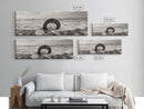 Ocean Ring, Waves Crashing, Sea Sculpture, Framed Canvas Print, unique beach photography, industrial coastal wall art, modern bathroom decor