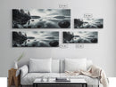 Arctic Shore, Ice Reflections, Northern Coastline, Framed Canvas Print, Moody ocean art, Coastal decor, Living room wall art, Monochrome nature