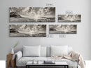 Coastal Sunrise, Expansive Sky, Cloudy Horizon, Framed Canvas Print, Earthy tone art, Beach house decor, Bedroom wall print, Serene landscape
