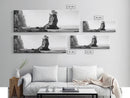Sea Stack, Rugged Coast, Ocean Cliffside, Framed Canvas Print, Coastal landscape, Nature photography, Office wall art, Monochrome design