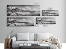 Beach Resort, Tropical Luxury, Oceanfront Hotel Art, Framed Canvas Print, Vacation Vibes, Bedroom Wall Art, Monochrome Decor