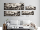 Coastal Road Journey, Overcast Ocean View, Scenic Drive Art, Framed Canvas Print, Fall Landscape Wall Art, Nature Lover, Living Room Decor