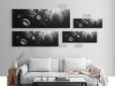 Jellyfish Dreams, Ocean Depths, Abstract Motion, Canvas Print, Coastal Bathroom Art, Nautical Theme, Moody Black and White Sea Life