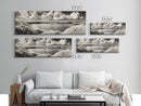 Misty Lake, Peaceful Shore, Cloud Reflections, Canvas Print, Black and White Nature Art, Coastal Landscape, Bedroom Wall Art, Minimalist Decor