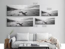 Snake On Beach, Coastal Wildlife, Dramatic Black and White, Framed Canvas Print, Nature Wall Art, Minimalist Decor, Office Statement Art