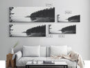 Forest Cliffs, Quiet Bay, Monochrome Coast, Canvas Print, Nature Photography, Modern Rustic Wall Art, Entryway or Office Decor