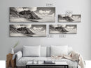 Seaside Cliff, Pine Hills, Sandy Beach, Canvas Print, Coastal Landscape Art, Modern Nature Decor, Beach House Living Room Style