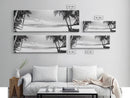 Tropical Beach Scene, Palm Tree Horizon, Ocean Serenity, Island Life, Framed Canvas Print, Coastal Wall Art, Living Room Decor, Minimalist Vibe