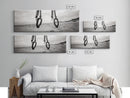 Nautical Swing, Beach Ropes, Seaside Minimalism, Canvas Print, black and white beach decor, coastal hallway wall art, maritime rustic style