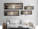 Sepia Horizon, Sunset Lake, Nature Tranquility, Canvas Print, cabin wall decor, warm autumn lake art, peaceful sepia photography