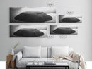 Island Volcano, Crater View, Aerial Landscape, Coastal Photography, Canvas Print, Nature Wall Decor, Bedroom Art, Monochrome Landscape