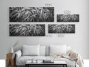 Textured Leaves, Monochrome Nature, Abstract Pattern, Botanical Wall Art, Framed Canvas Print, Modern Bedroom Art, Minimalist Decor