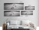 Beach Footprints, Sandy Path, Seaside Steps, Reflective Moment, Canvas Print, Minimalist Bathroom Wall Art, Tranquil Coastal Decor