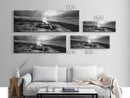 Driftwood Fire, Coastal Sky, Ocean Mood, Fall Campfire, Framed Canvas Print, rustic lake decor, bohemian fireplace art, nature wall accent