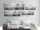 Anchor Shore, Ocean Symbol, Coastal Rust, Nautical Fog, Framed Canvas Print, Bathroom Decor, Marine Wall Art, Minimalist Nautical Style