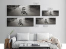 Footprints in Sand, Nature Pathway, Tranquil Stream, Framed Canvas Print, Mindful Journey Art, Rustic Entryway Wall Photography