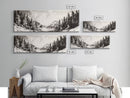 Snowy Pines, Winter Landscape, Woodland Valley, Fine Art Nature, Framed Canvas Print, Cabin Wall Art, Mountain Decor, Rustic Winter Scene