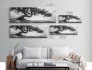Bending Tree, Windswept Landscape, Coastal Nature, Monochrome Art, Framed Canvas Print, Zen Wall Art, Minimalist Living Room Decor