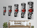 Red Lips, Reflections, Water Art, Surreal Beauty – Canvas Print, Glam Wall Art, Bathroom Decor, Black White Red Art, Fashion Aesthetic