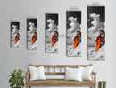 Surfer Beach Day, Orange Surfboard, Ocean Mood, Framed Canvas Print, Tropical Wall Art, Coastal Bedroom Decor, Modern Minimalist Style