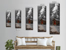 Log Cabin, Red Door, Mountain Home, Cozy Retreat, Framed Canvas Print, Rustic Wall Art, Lodge Decor, Fall Cabin Vibes, Country Living