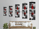 Red Lighthouse Storm, Coastal Beacon Art, Dramatic Seascape, Nautical Scene, Framed Canvas Print Living Room Wall Art, Moody Decor