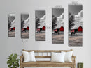 Red Barn, Black Horse, Country Charm, Rustic Farm Framed Canvas Print, farmhouse wall decor, autumn art, rustic bedroom wall art