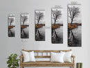 Bare Tree, Marsh Reflection, Autumn Tones, Moody Nature Framed Canvas Print, fall farmhouse wall art, rustic entryway decor, office wall art