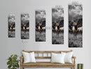 Majestic Elk, Forest Wildlife, Autumn Scene, Nature Herd, Framed Canvas Print, rustic lodge decor, cabin wall art, woodland style