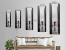 Red Umbrella, Rainy Day, Urban Silhouette, Framed Canvas Print, Minimalist Wall Art, Modern Entryway Decor, Monochrome Mood