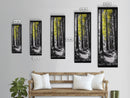 Forest Path Print, Yellow Tree Glow Art, Nature Lover’s Retreat, Framed Canvas Print, Fall Woodland Living Room Wall Decor, Moody Landscape