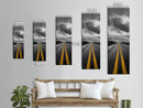 Yellow Lines, Endless Road, Moody Highway Art, Adventure Wall Decor, Canvas Print, Urban Modern Wall Art, Man Cave or Office Art