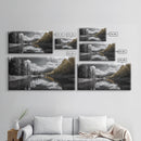Lake, Mountains, Trees, Reflective mountain lake landscape in this Framed Canvas Print, peaceful Nature Lover Living Room Wall Art