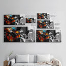 Guitarist, Music, Expression, Moody musical moment captured in this Framed Canvas Print, Boho Music Room Art, Artistic Studio Wall Art
