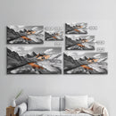 Glacial Canyon, Orange Reflection, Monochrome Mountain, Fall Landscape, Framed Canvas Print, Rustic Wall Decor, Adventure Photography