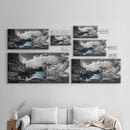 Hidden Cove, Blue Waters, Rugged Coast, Rocky Escape, Canvas Print, Nature Wall Art, Minimalist Seascape, Monochrome Landscape