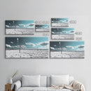 Beach Volleyball, Summer Sport, Minimalist Beach Scene, Sky Art, Framed Canvas Print, Game Room Wall Art, Coastal Modern Decor