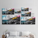 Vibrant Coastline, Yellow Cliff, Blue Ocean, Tropical Escape – Framed Canvas Print, Beach Wall Art, Boho Decor, Hawaii Inspired Room Vibe