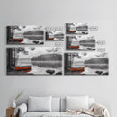 Misty Lake, Orange Boat, Forest Reflections, Foggy Calm – Canvas Print, Nature Wall Art, Fall Cabin Decor, Cozy Landscape Photography