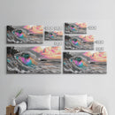 Neon Wave, Tropical Sunset, Bold Ocean Art, Framed Canvas Print, Color Pop Wall Decor, Surfer Room Style, Coastal Vibe Art