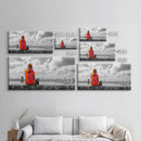 Rooftop View, Urban Woman, Brooklyn Bridge, Reflective Mood, Framed Canvas Print, Modern City Wall Art, Inspirational Office Decor