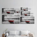 Rustic Boathouse, Red Canoe, Lake Reflection, Tranquil Nature, Framed Canvas Print, Cabin Wall Art, Autumn Lake House Decor