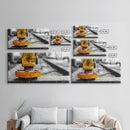 Industrial Bolt Closeup, Yellow Metal, Grunge Texture, Modern Industrial Art, Framed Canvas Print, Garage Wall Decor, Urban Loft Style
