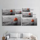Orange Buoy Water, Marine Marker, Sea Navigation, Ocean Decor, Canvas Print, Coastal Living Room Art, Minimal Nautical Wall Decor