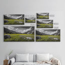 Mountain Meadow, Alpine Landscape, Nature Photography, Wildflower Field, Framed Canvas Print, Bedroom Wall Art, Summer Vibes, Scenic Escape