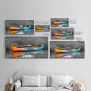 Painted Canoe, River Reflections, Nature Boating, Color Pop Art, Canvas Print, Lakeside Wall Decor, Adventure Theme, Rustic Office Art