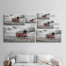 Prairie Red Wagon, Old West Scene, Framed Canvas Print, Rustic Wall Decor, Western Style Art, Living Room Accent, Cowboy Nostalgia