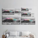 Rainbow Ocean Wave, Vibrant Sea Spray Art, Color Explosion Surf, Framed Canvas Print, Bathroom Wall Art, Coastal Modern Abstract