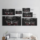 Fierce Eyes, Red Bandana, Bold Portrait, Afro Art, Framed Canvas Print, Bedroom Wall Art, Powerful Gaze, Monochrome With Red Accent